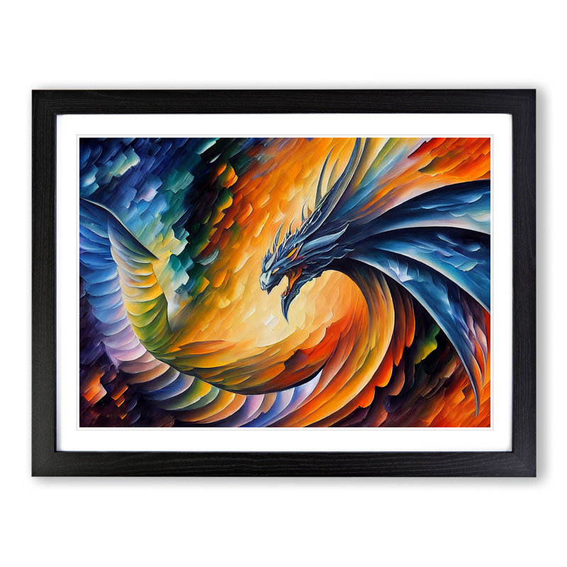 XH1022-2772X Dragon Art Vol.2 - Single Picture Frame Print, Black Framed, 46cm H x 64cm W x 2cm D