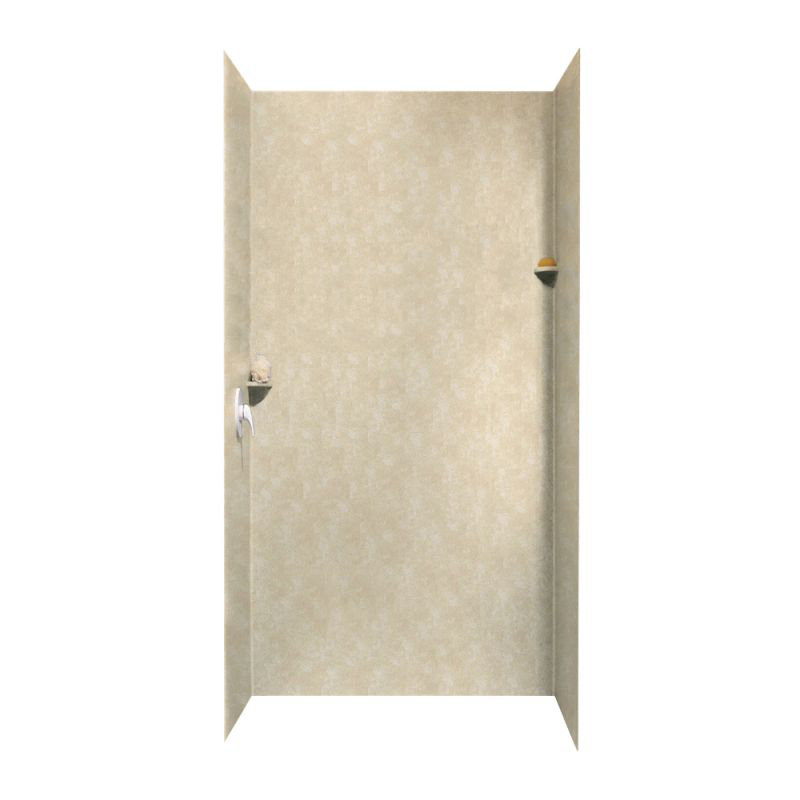 48 W 36 D 96 H Glue Up Solid Surface Wall, Cloud Bone