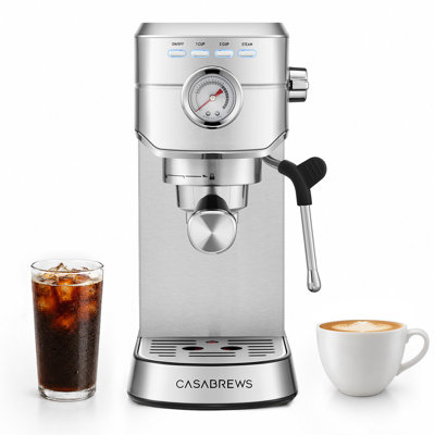 Machine à espresso CASABREWS CM5418, cafetière 20 bars avec contrôle de température PID, manomètre, préinfusion, buse à vapeur et design en acier inoxydable