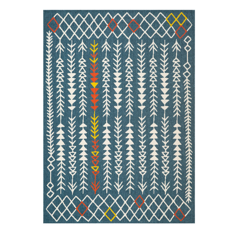 Tribu Bohemian Arrow Striped Indoor/Outdoor Performance Area Rug, Rectangle 8' x 9'9"