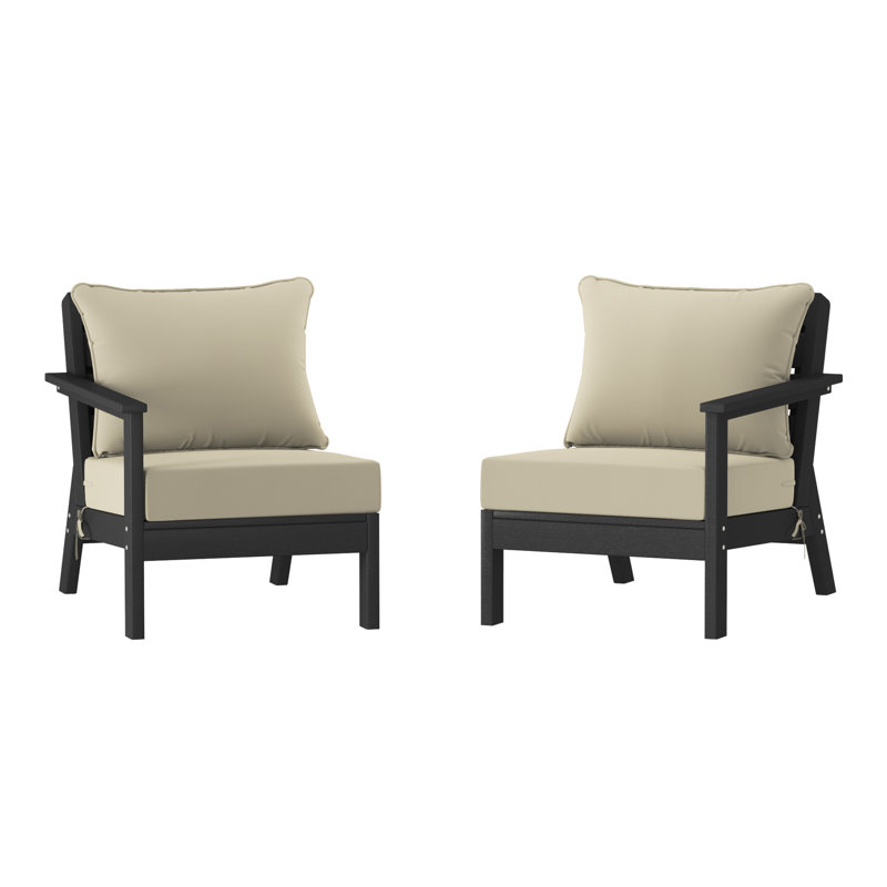 Deep Seating Set With Cushions, Beige, Black