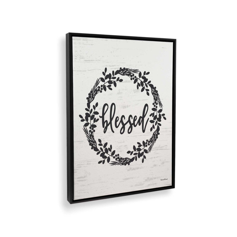 Reproduction d'art «Blessed Wreath» par lettres et lignes, Toile avec cadre, Noir, L 18 po x H 24 po