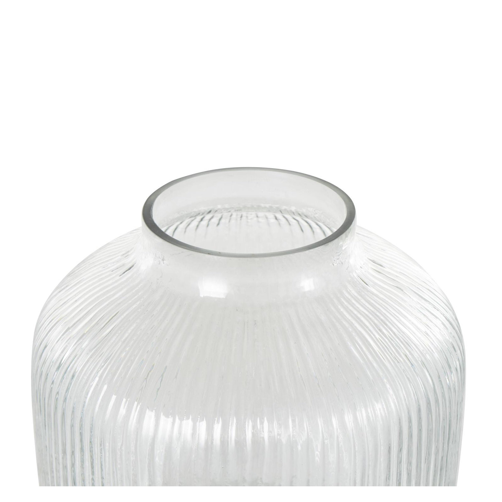 Perry Glass Short Round Ribbed Vase, 11.4" H x 11.2" W x 11.2" D