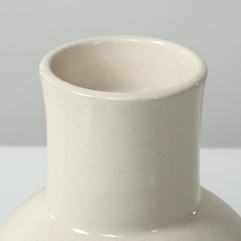 Approx. 10" High Off Whtie Ceramic Vase with Two Decorative Hooks