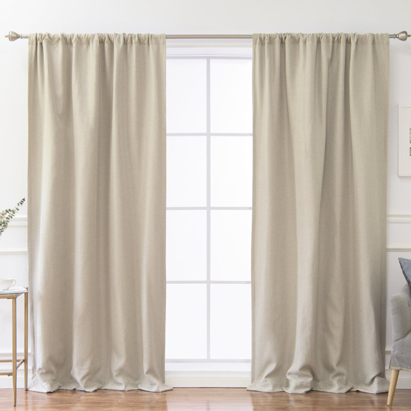 Reyna Room Darkening Curtain Single Panel, Beige, 52" W x 96" L