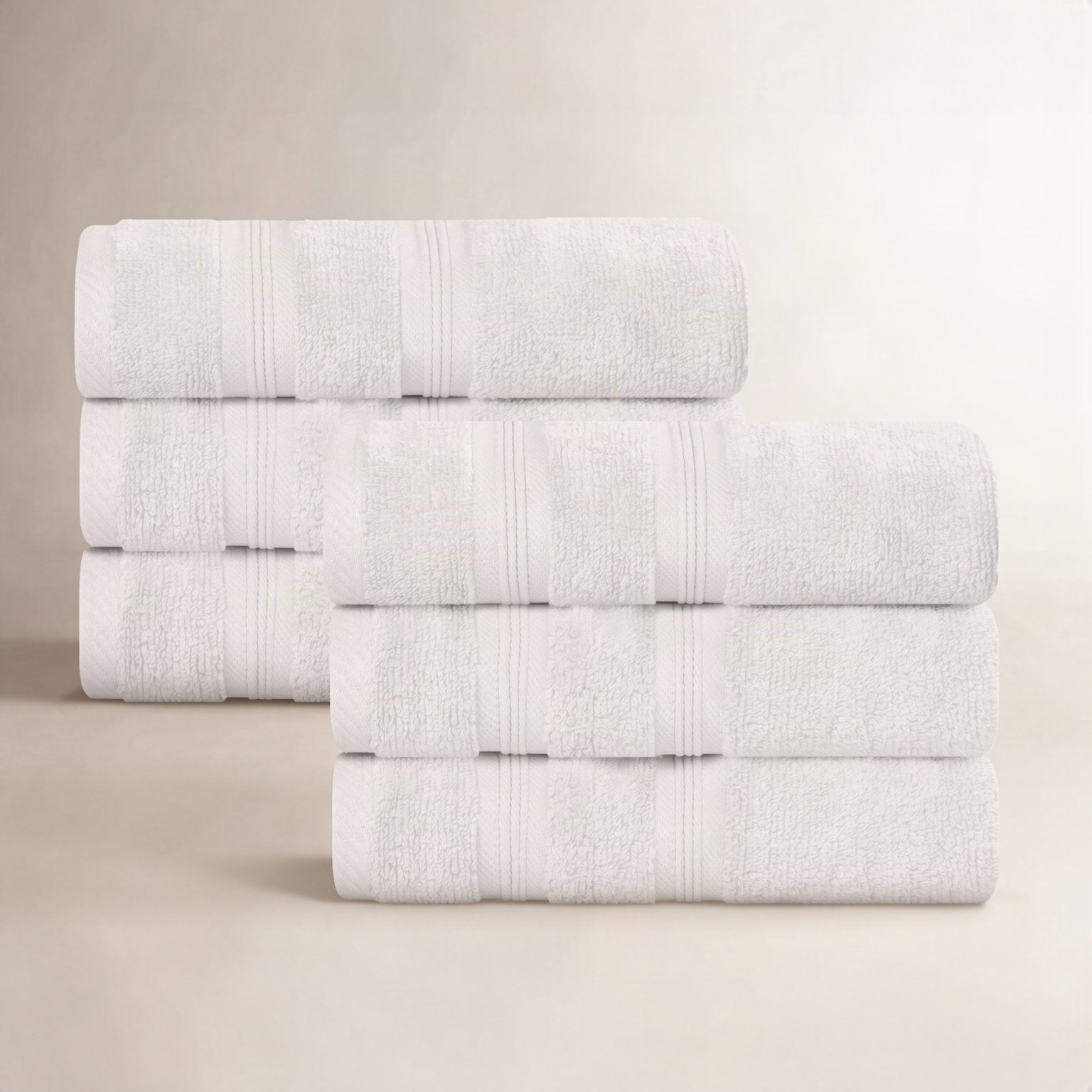 6-Piece Zero-Twist Quick-Dry Cotton Towel Set, White