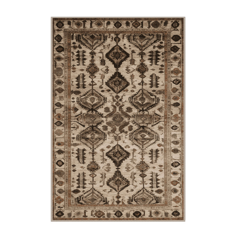 Machine Washable Persian Brown Area Rug, Rectangle 2' x 3'