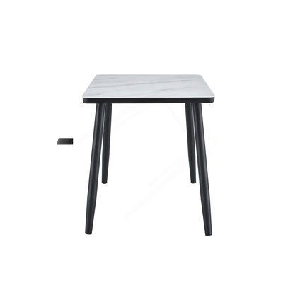 Modern Minimalist Rectangular Dining Table with Imitation Marble Texture