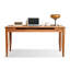 Bureau rectangulaire en bois massif de couleur cerisier + verre avec 2 tiroirs-1047738991