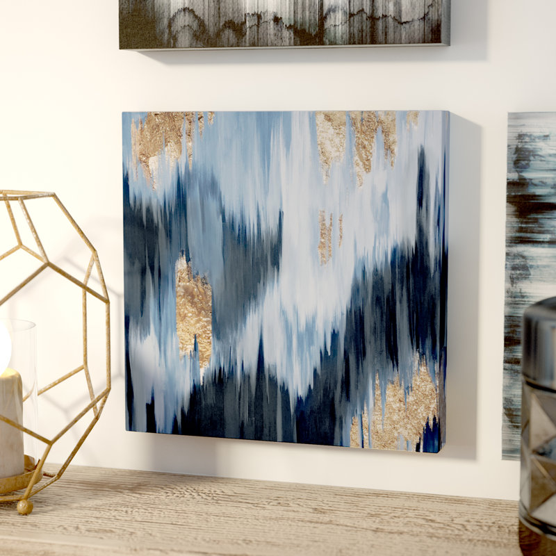 Abstrait, coups de peinture glamour moderne et reproduction d'art sur toile pour le salon, H 12 po x l 12 po x P 1,5 po