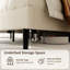 Structure de très grand lit, lit plateforme tapissier en velours avec tête de lit réglable en hauteur, structure robuste et lattes, conception silencieuse, compatible avec les matelas sans ressorts, facile à assembler, beige-133674021-133674017