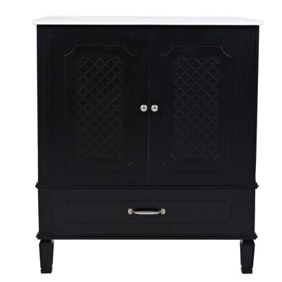 30" Bathroom Vanity With Sink Vintage Style, Multi-Functional Storage Space, Door Shelf, Soft-Closing Door