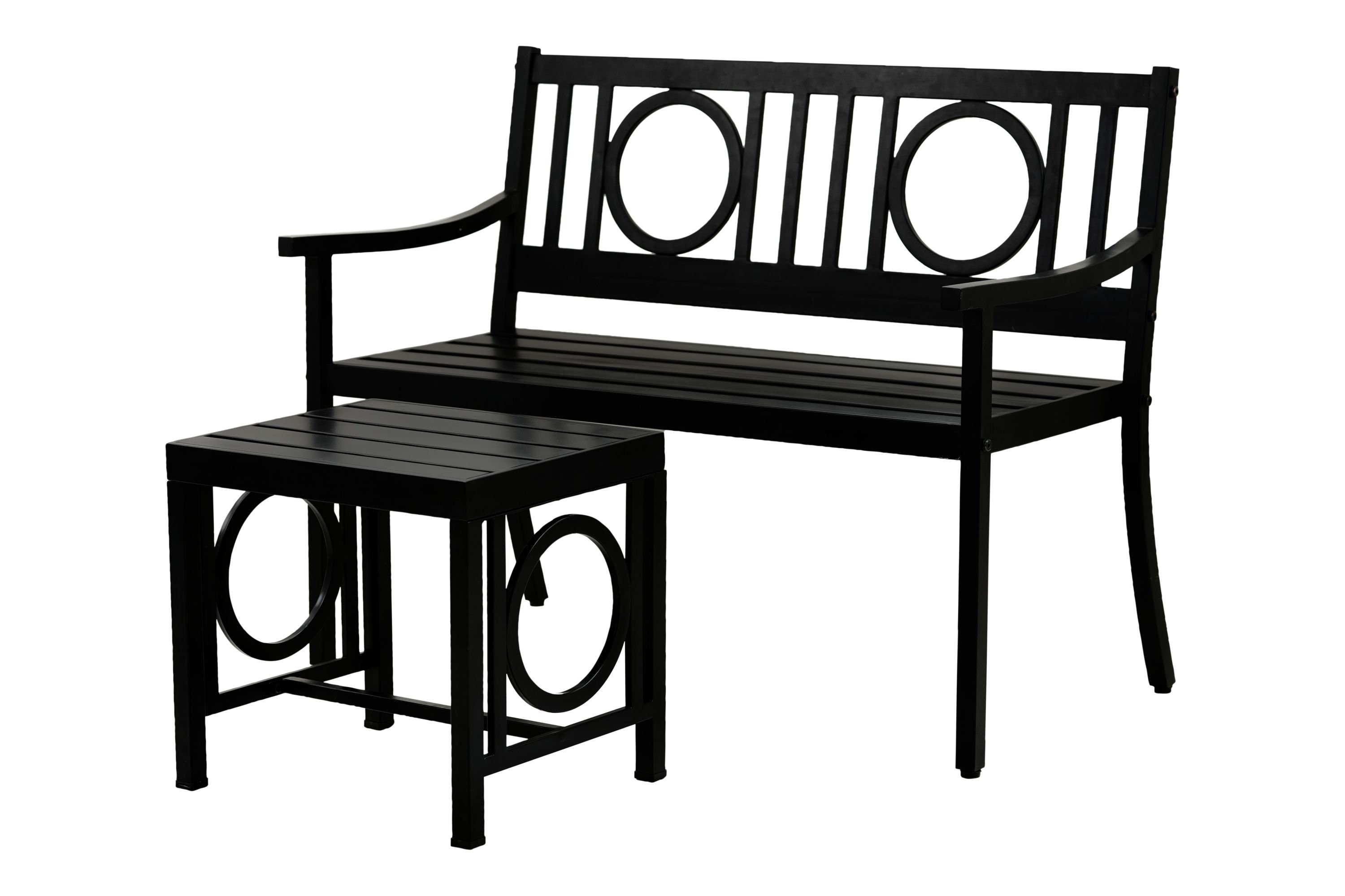Carolina Cottage Gramercy Outdoor Bench And Side Table - Black ...