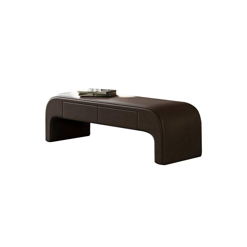 Banc de rangement rembourré en similicuir Haughbrook, Café