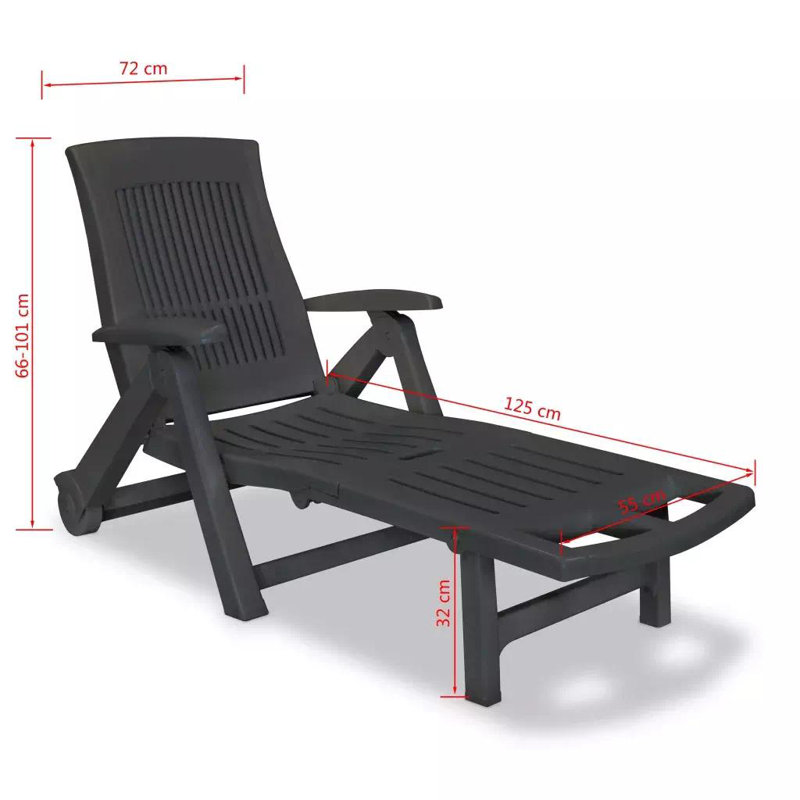 Chaise longue de patio avec dossier ajustable, Anthracite