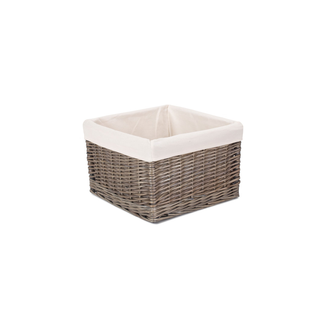 Square Wicker Storage Basket with Lining