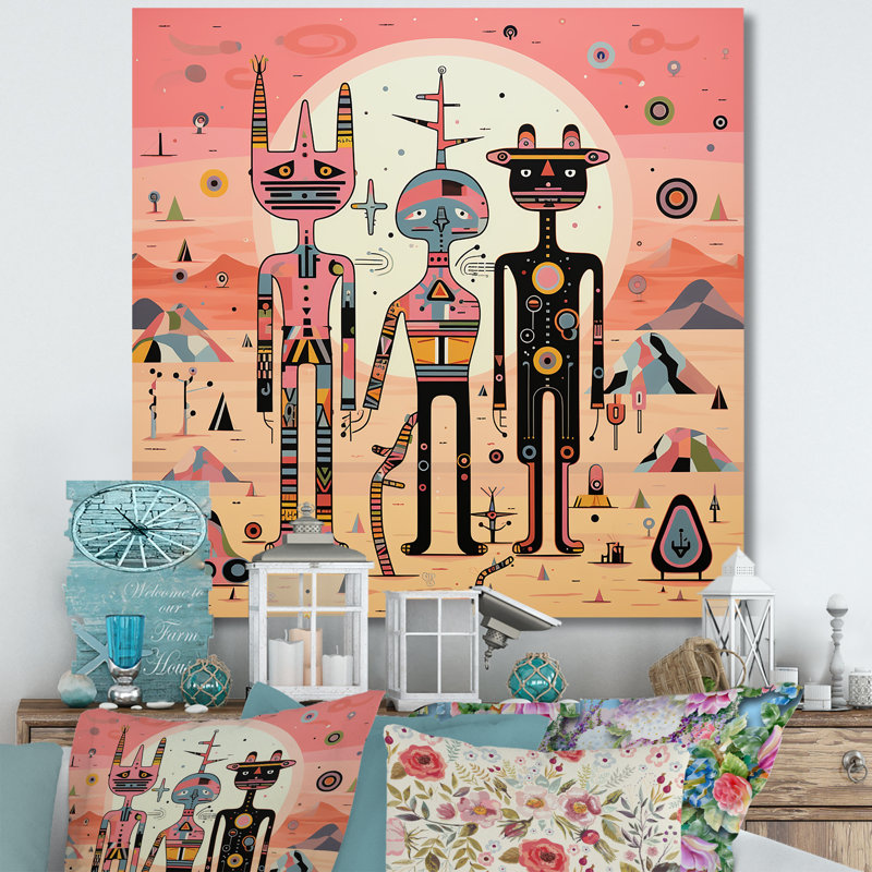 Statue psychédélique mexicain I - fruits, art mural, H 36 po x l 36 po x P 1,5 po, Toile tendue