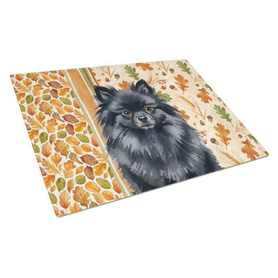 Black Pomeranian Heirloom Fall Glass Cutting Board
