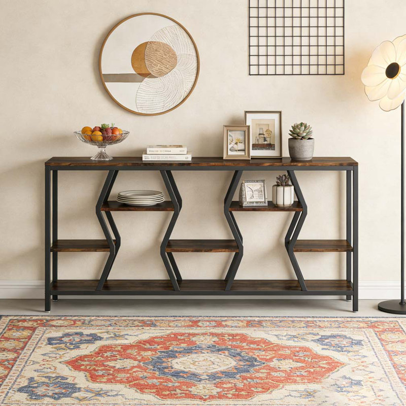 Console industrielle avec tablettes et rangement