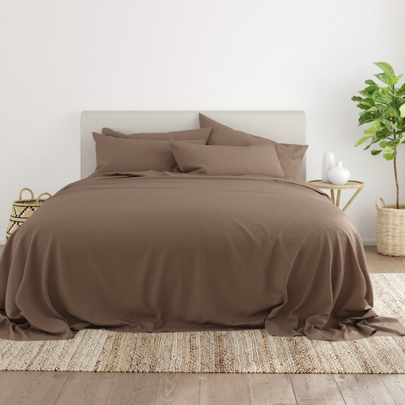 Ensemble de draps ultra-doux double brossé 6 pièces - Pochette profonde, infroissable, literie résistante à la décoloration