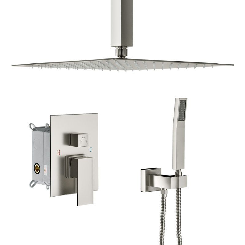 Pomme de douche double multifonction, Nickel brossé
