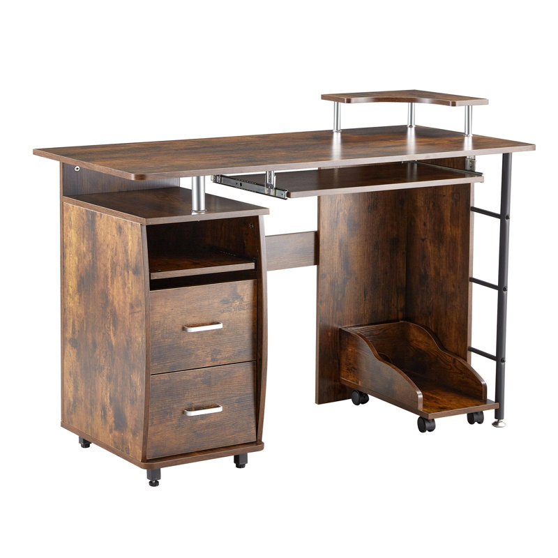 Bureau d'ordinateur classique avec tiroirs et espace de rangement classique