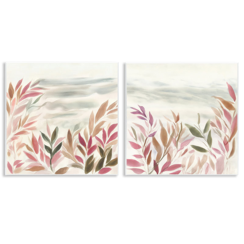 Leafy Muted Subtlety 2pc Wall Plaque Set, design by Mona Grace