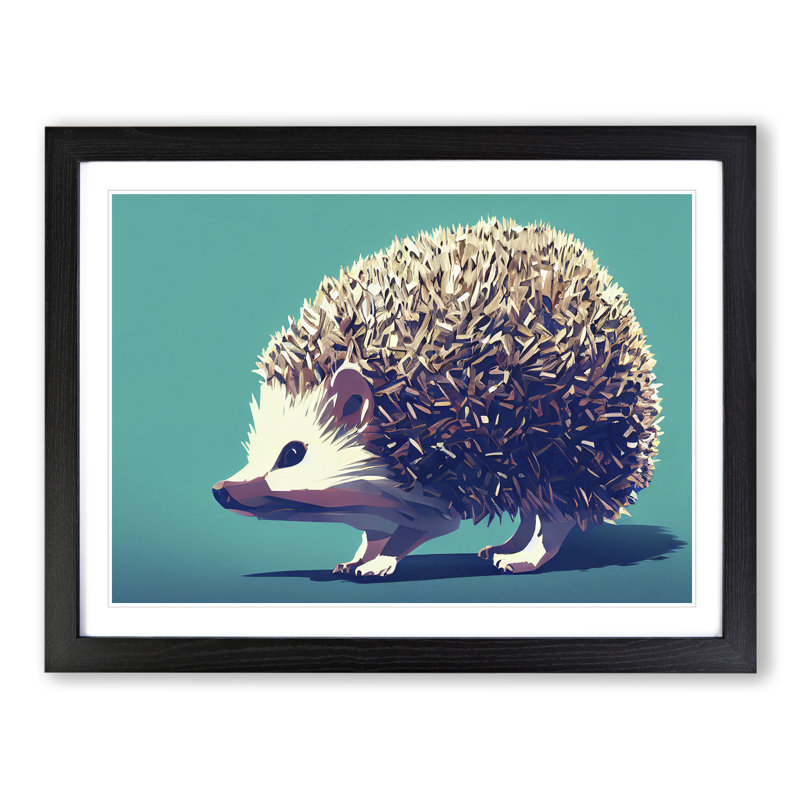 Favourable Hedgehog - Single Picture Frame Print, Black, 25cm H x 34cm W x 2cm D