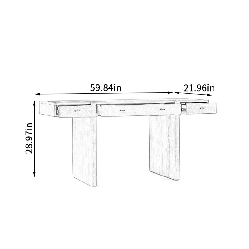 Home-use Solid Wood Three-drawer Writing Desk