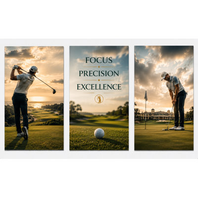 Extra-Large Set of 3 Golf Wall Art Motivational Sports Canvas Prints Golfer Country Club Office Decor 24x36 Inch Canvas Print - Ready to hang