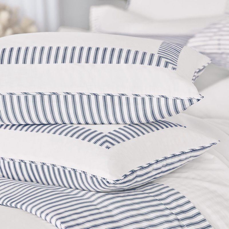 Blass Ticking Cotton Striped Sham by Alexa Hampton, Euro, Navy