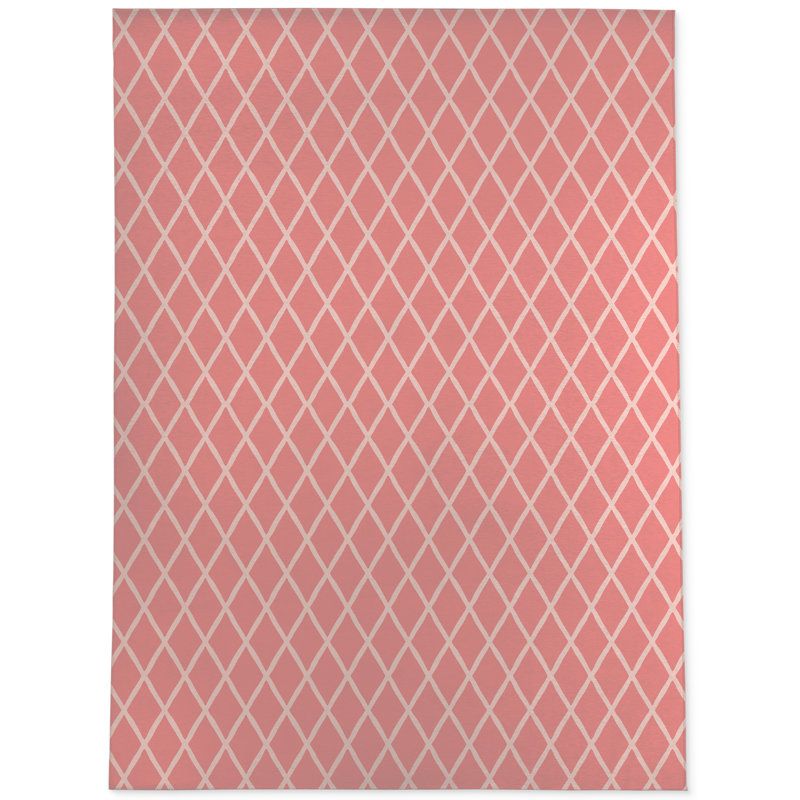 Lattice Work Low Pile Carpet Straight Rectangular Chair Mat, Pink, 8' x 10'