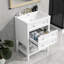 Meuble-lavabo 24 po avec lavabo, armoire de rangement avec tiroir et tablette ouverte, structure en bois massif, blanc