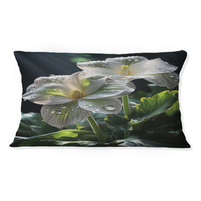 Coussin décoratif blanc à motif de papillons blanc et vert
