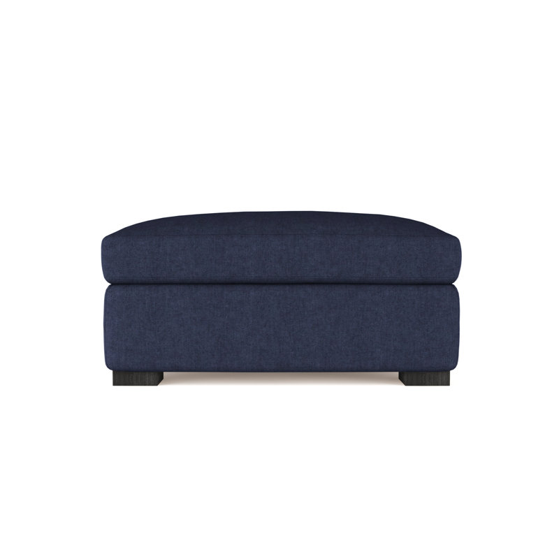 Crosby Ottoman, Ebony, Plush Velvet Blue Print
