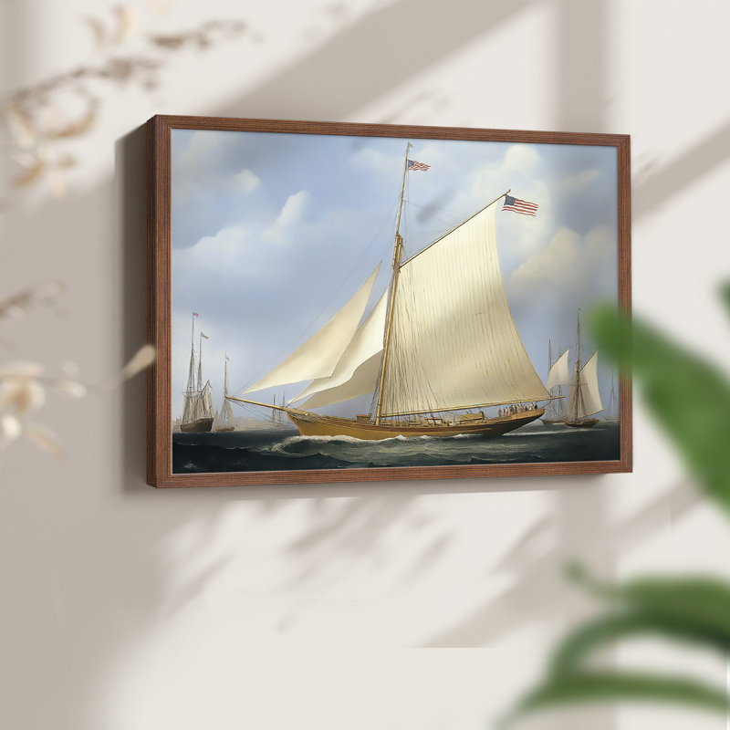 Nautical Series-C - Reproduction encadrée - Restickable, Noyer, H 11 po x l 14 po