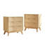 Ensemble de 2 tables de chevet hautes cannelées, dessus en faux marbre et 3 tiroirs-118719487-136254299