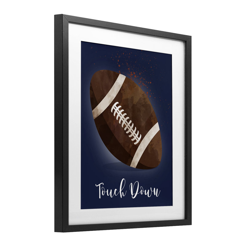 «Game On Touch Down», impression encadrée sous verre, design par Christine Simpson Art, Cadre noir minuit, H 16 po x l 13 po