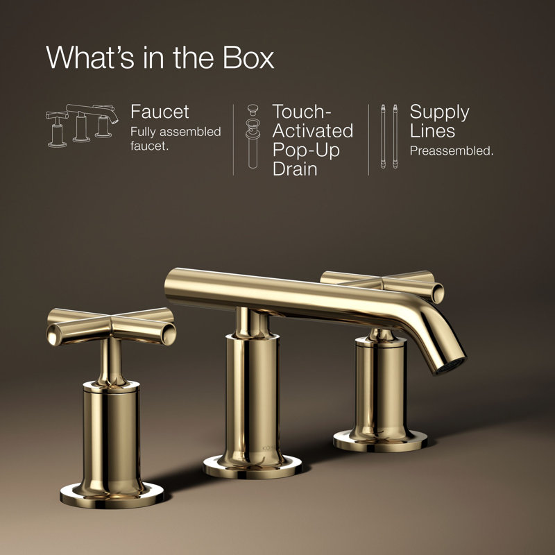 Purist Widespread Bathroom Sink Faucet, Vibrant French Gold