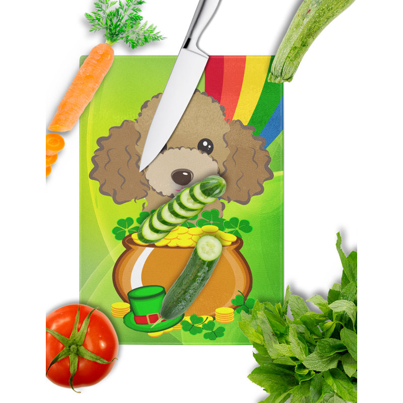 Planche à découper en verre trempé st. patrick de the caroline, Caniche brun chocolat