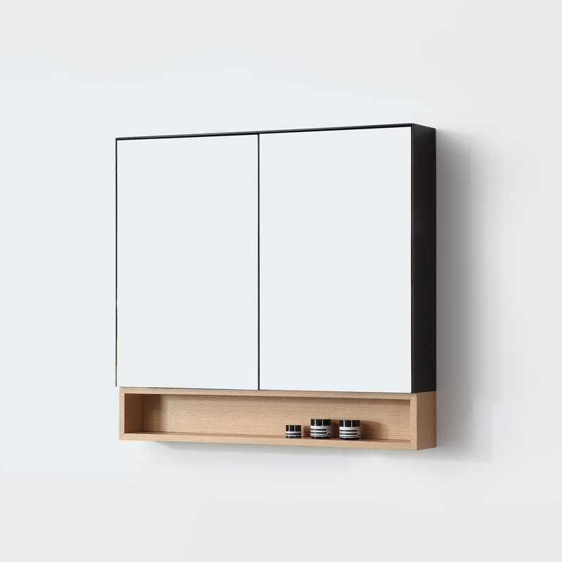 Bergen 36" Medicine Cabinet, Matte Black/Whitewash Oak
