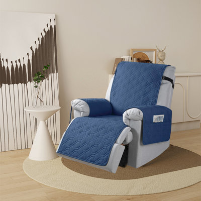 Recliner Cover, Waterproof Recliner Chair Covers With Elastic Straps & Pocket, Non-Slip Washable Slipcover For Pets