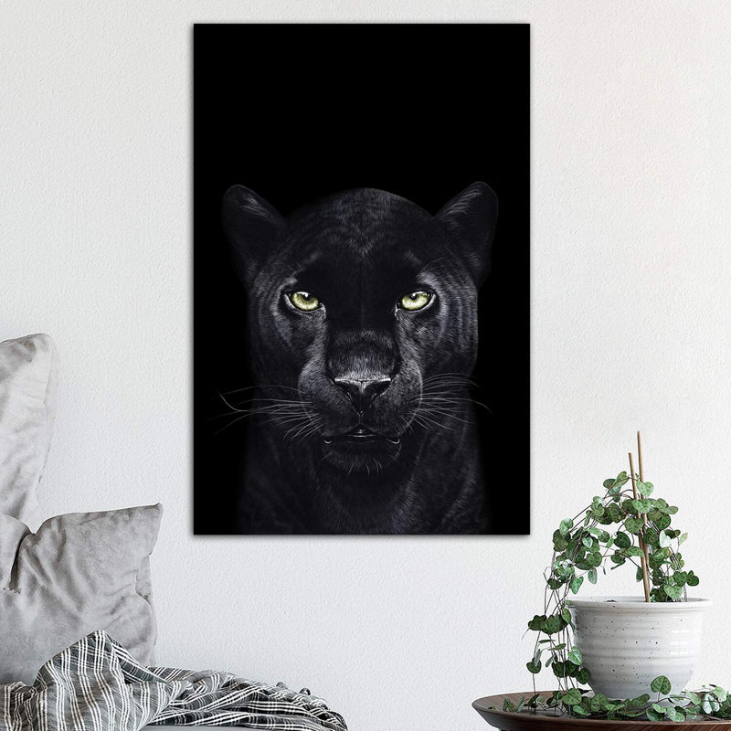 The Panther on Black 1 Piece Wrapped Canvas Wall Art, 66.04 cm H x 45.72 cm W x 1.91 cm D