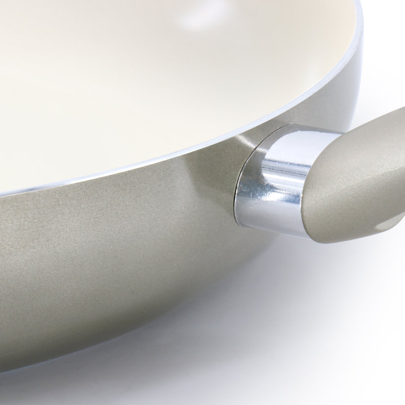 Poêle à frire ronde en aluminium antiadhésive de 12 po en taupe avec poignée souple Oster Newcrest