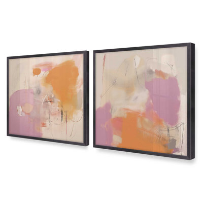 16" x 16" Cotton Candy Delight Set of 2 Print on Archival Matte Paper in a Polished Gold Frame