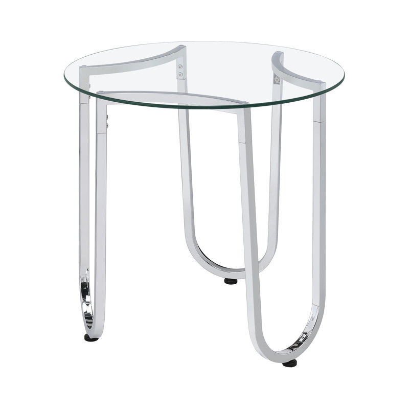 23.9" W Contemporary End Table, Silver