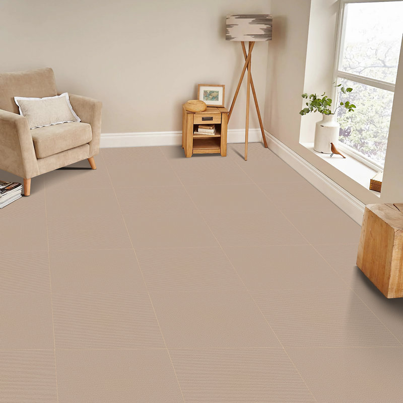 18'' W x 18'' L Textured Cut And Loop Polyester Blend Carpet Tile, Brown