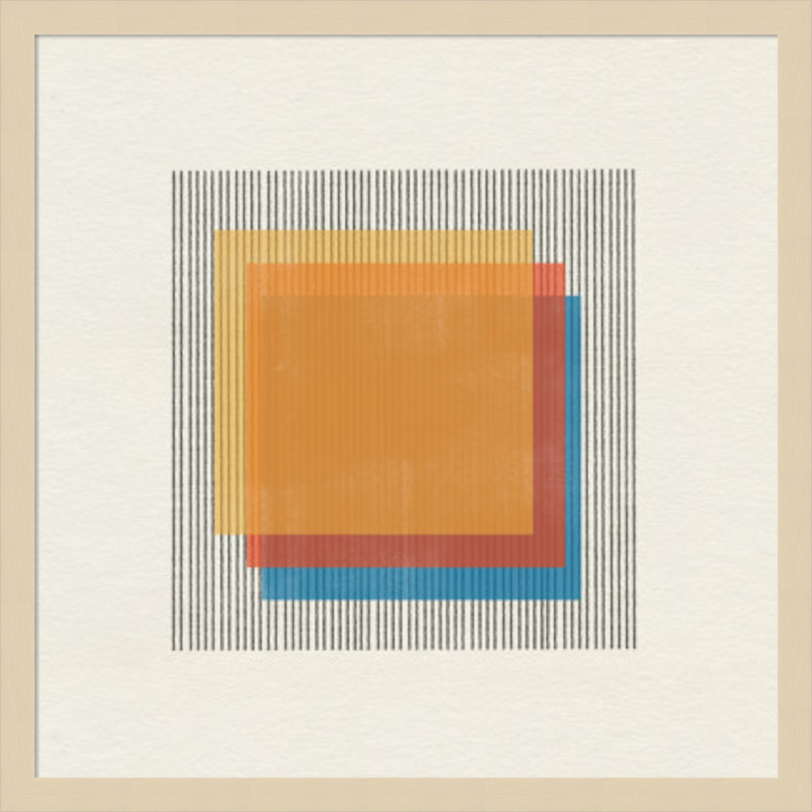 Midcentury Modern Squares No 1 Print, Brown Framed, 21" H x 21" W x 1" D