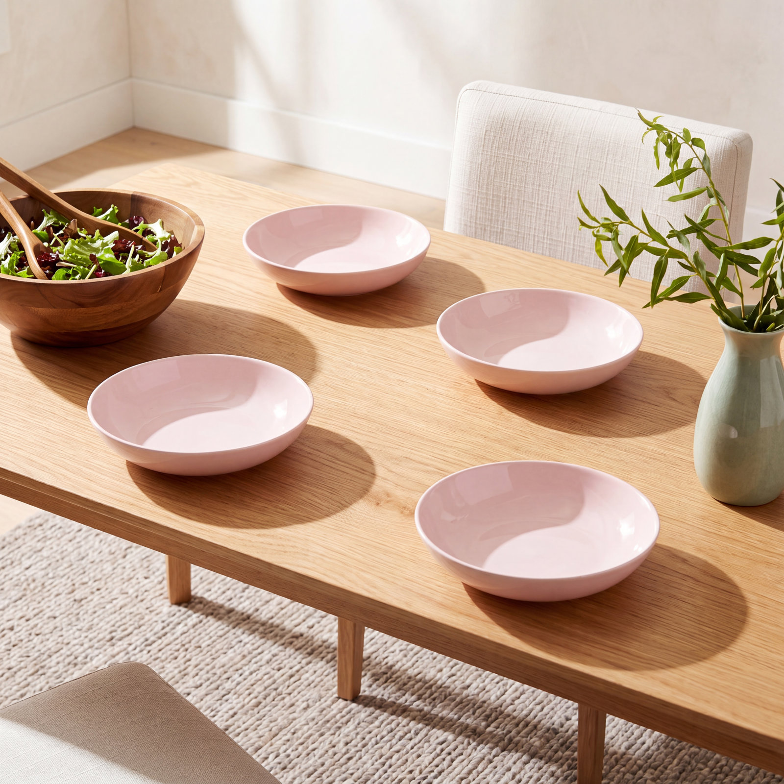 Shell Bisque Porcelain Pasta Bowl, Soft Pink