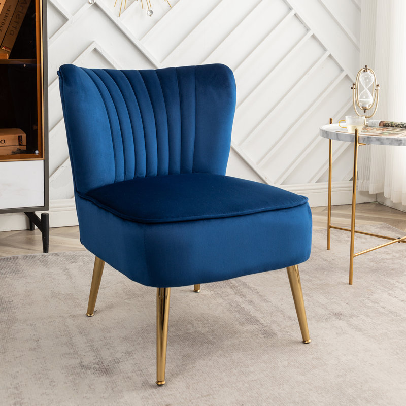 Fauteuil d'appoint en velours Elba, Bleu